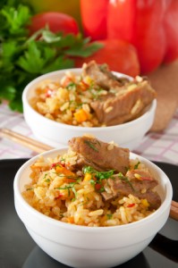 Bowls of rice pilaf
